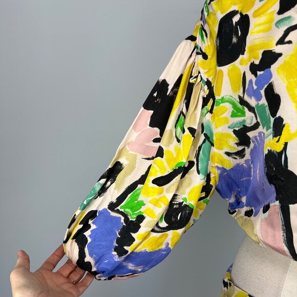 ASOS Edition Womens Blouson Sleeve Cut Out Midi Dress Oversized Floral Print 12 - Picture 7 of 16